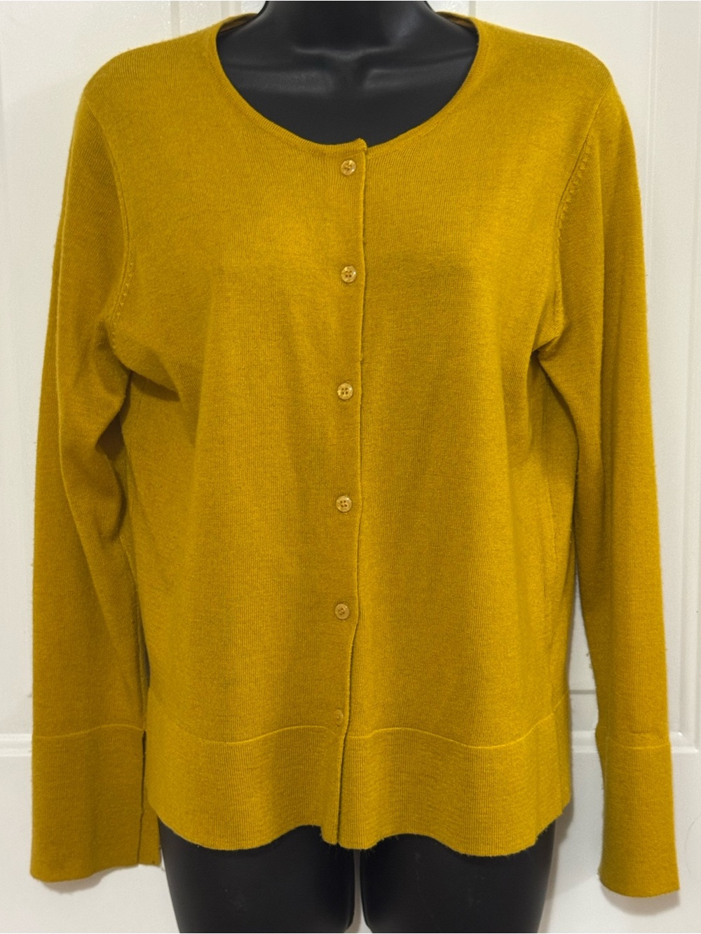 Women's ochre Button-Front Sweater Cardigan